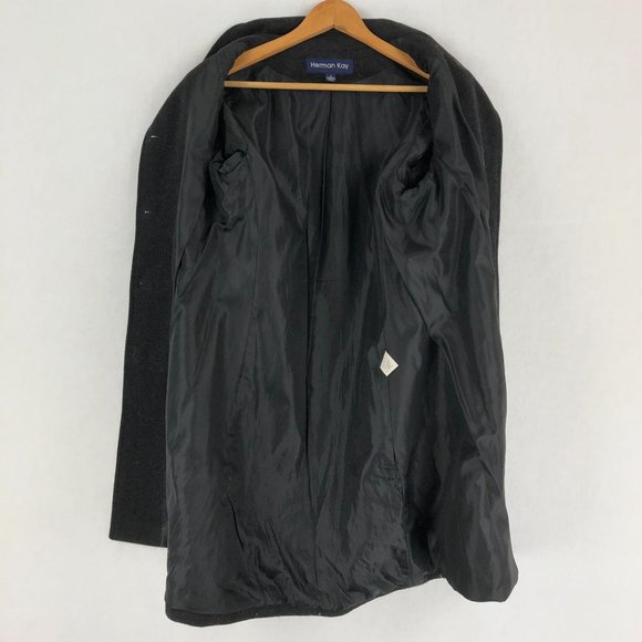 Herman Kay VTG Women's Size Medium Dark Grey Wool Blend Button Front Coat Jacket - Picture 4 of 8